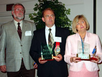 DaimlerChrysler Motors Company and Moraine Valley Community College officials accept ICCTA's 2006 Business/Industry Partnership Award.